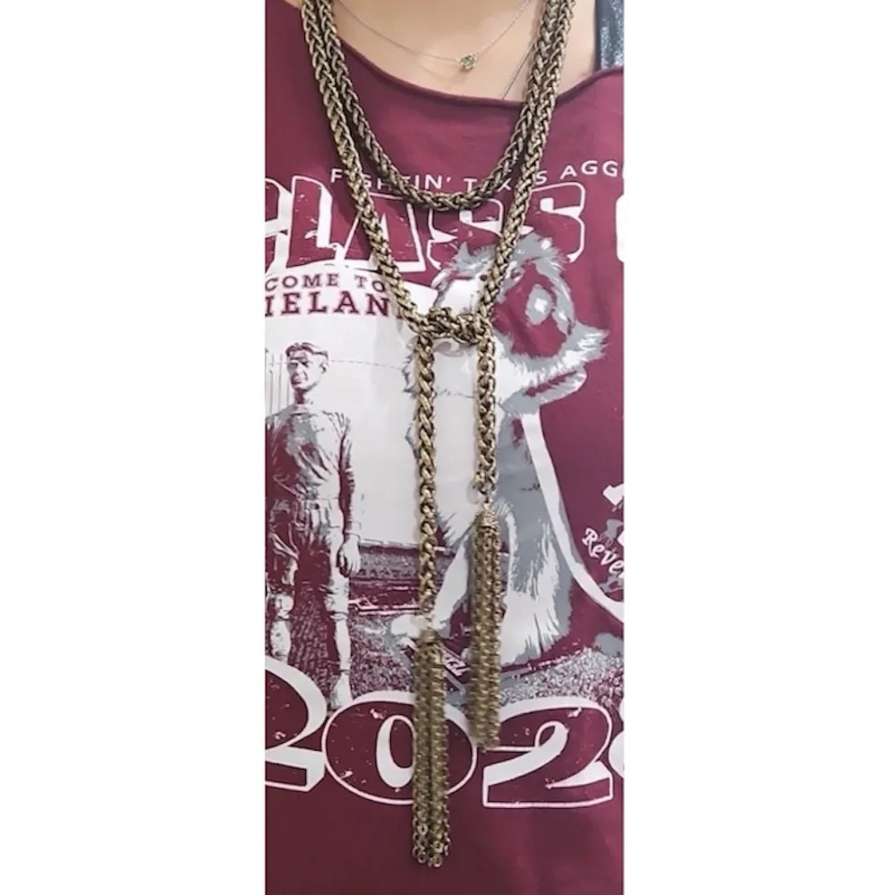 BRASS‎ VINTAGE CHAIN BELT NECKLACE JEWELRY ACCESSORIES TASSLES